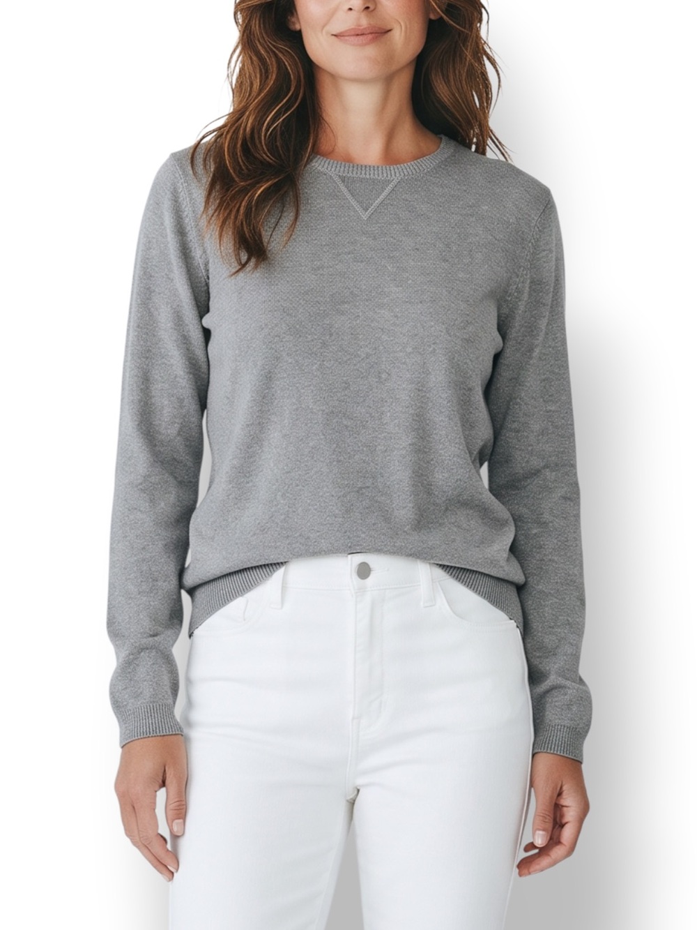 4/$20 Eddie Bauer Gray Cotton-Blend Crew Neck Pullover Sweater Small